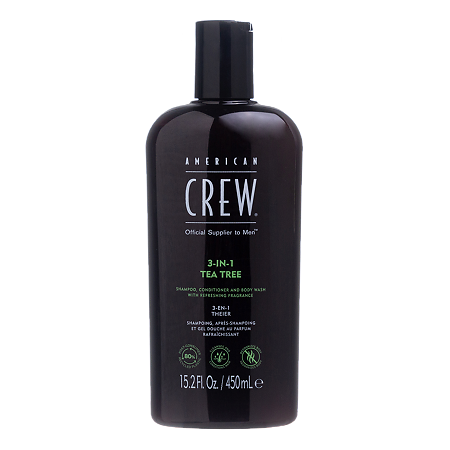 Изображение товара American Crew 3-in-1 Tea Tree Средство 3 в 1 гель д/душа, шампунь и кондиционер чайное дерево для мужчин 450 мл 1 шт