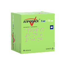 Купить Апроваск таблетки покрыт.плен.об. 5 мг+150 мг 56 шт цена