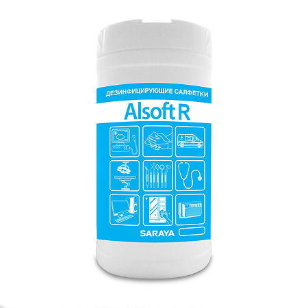 Saraya Alsoft R Дезинфицирующие салфетки антисептик овальная туба 180 шт