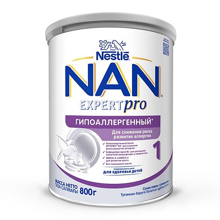 NAN ExpertPro 1 Гипоаллергенный Сухая смесь с рождения 800 г 1 шт