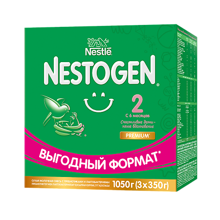 Nestogen 2 Premium Сухая молочная смесь с 6 мес 1050 г (3x350 г) 1 уп