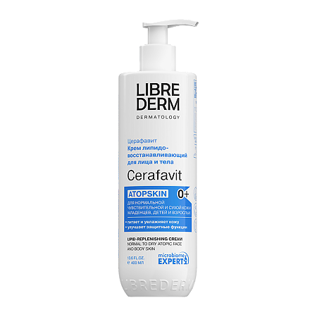 Изображение товара Либридерм (Librederm) Cerafavit Крем для лица и тела липидовосстанавливающий с церамидами и пребиотиком 0+ 400 мл 1 шт