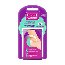 Купить Foot Expert Гидроколлоидный пластырь от влажных мозолей 2,8 х 4,6 см 6 шт цена
