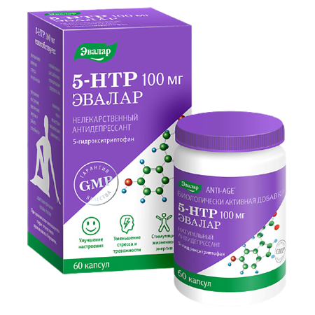 5-НТР (5-гидрокситриптофан) 100 мг Эвалар капсулы массой 0,25 г 60 шт