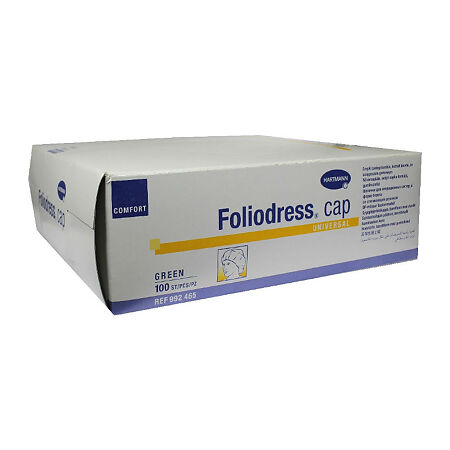 Шапочка медицинская Foliodress Cap Comfort Universal в форме берета с резинкой белая 100 шт
