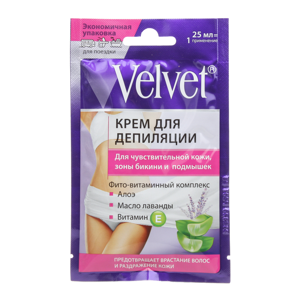 Velvet Крем для депиляции для чувствительной кожи зоны бикини и подмышек  саше, 25 мл 1 шт - купить, цена и отзывы, Velvet Крем для депиляции для  чувствительной кожи зоны бикини и подмышек