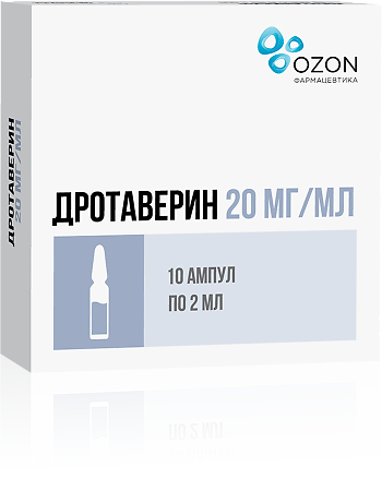 Изображение товара Дротаверин раствор для инъекций 20 мг/мл 2 мл 10 шт Озон Россия