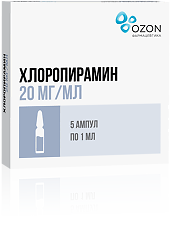 Купить Хлоропирамин раствор для в/в и в/м введ. 20 мг/мл 1 мл 5 шт цена