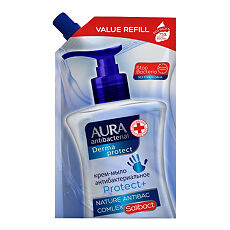 Купить Aura Antibacterial Derma Protect крем-мыло дой-пак 500 мл 1 шт цена