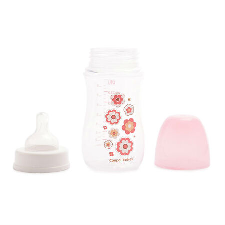 Canpol Бутылочка PP EasyStart с широким горлышком антиколиковая 3+ Newborn baby розовая 240 мл 1 шт