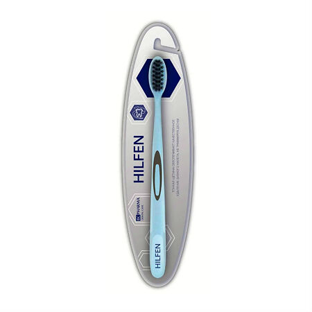 Hilfen Зубная щетка для взрослых средней жесткости голубая с черной щетиной 1 шт