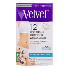 Изображение товара Velvet Восковые полоски для депиляции для линии бикини и подмышек 12 шт