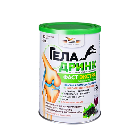 Изображение товара Геладринк Фаст Экстра порошок черная смородина 420 г для суставов и костей
