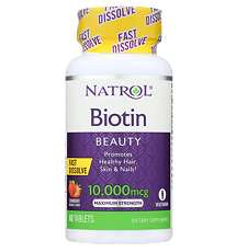 Купить Natrol Биотин/Biotin 10,000 мкг F/D быстрорастворимые таблетки массой 416 мг 60 шт цена