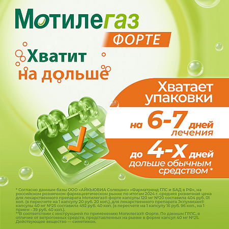 Мотилегаз Форте капсулы 120 мг 40 шт