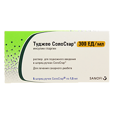 Изображение товара Туджео СолоСтар раствор для п/к введ 300 ед/мл 1,5 мл картриджи в шприц-ручках солостар 5 шт