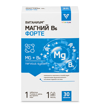 Витаниум Магний В6 Форте таблетки массой 1170 мг 30 шт