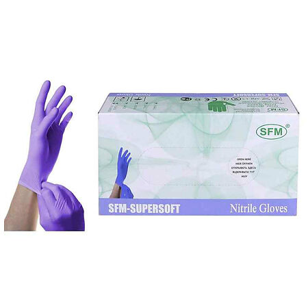 Перчатки смотровые нитриловые нестер текстур неопуд р.M фиолетово-голубые 100 пар 1 уп