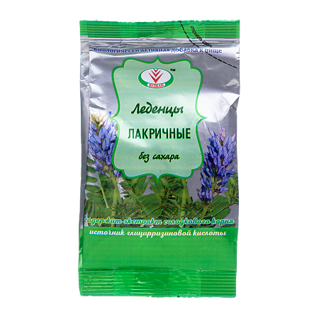 Леденцы Лакричные без сахара (леденцы массой 2 г) уп 50 г