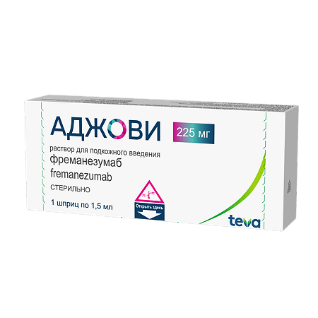 Аджови раствор для подкожного введ 225 мг 1,5 мл шприц 1 шт