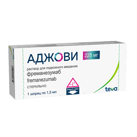 Аджови раствор для подкожного введ 225 мг 1,5 мл шприц 1 шт