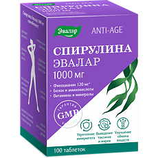 Изображение товара Anti-Age Спирулина Эвалар 1000 мг таблетки по 1,1 г 100 шт