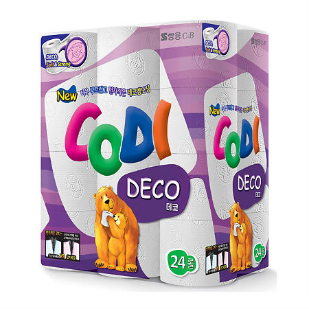 СангЯнг (SsangYong) Туалетная бумага Codi Pure Deco Soft&Strong 2-х сл с тисн рис 45 м 24 рулонов 1 уп