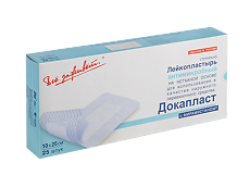 Купить ДокаПласт Лейкопластырь стерильный антимикробный на нетканной основе 10х25см 25 шт цена