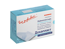 Изображение товара ДокаПласт Лейкопластырь стерильный антимикробный на нетканной основе 6х10см 25 шт