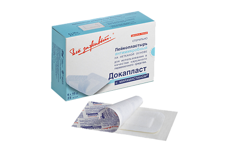 ДокаПласт Лейкопластырь стерильный антимикробный на нетканной основе 6х10см 25 шт