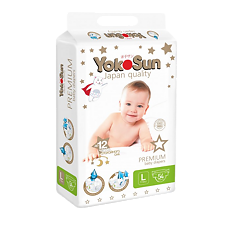 Купить YokoSun Подгузники Premium р.L (9-13 кг) 54 шт цена