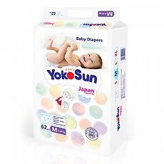 Купить YokoSun Подгузники на липучках р.М (5-10 кг) 62 шт цена