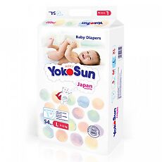Купить YokoSun Подгузники на липучках р.L (9-13 кг) 54 шт цена