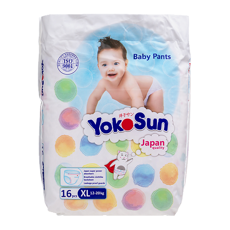 YokoSun Подгузники-трусики р.XL (12-20 кг) 16 шт