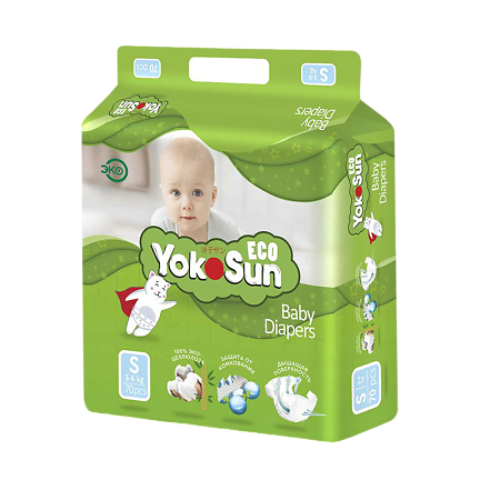Изображение товара YokoSun Подгузники Eco для малышей 3-6 кг 70 шт экологичные и гипоаллергенные