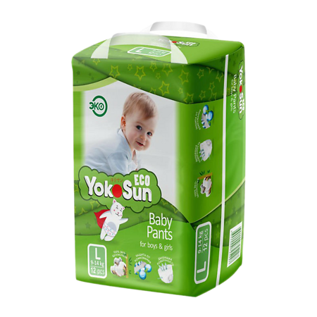 Изображение товара Подгузники трусики YokoSun Eco 9-14 кг 12 шт без рецепта