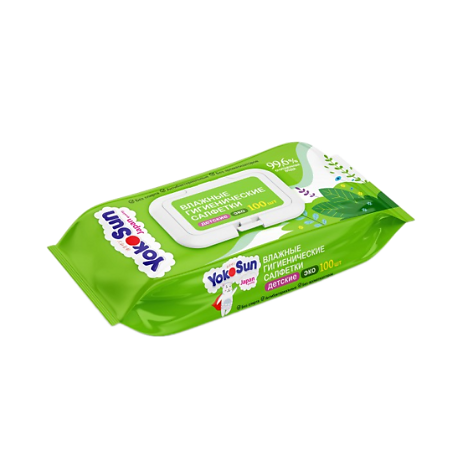 Изображение товара Детские влажные гигиенические салфетки YokoSun Eco 100 шт для чувствительной кожи