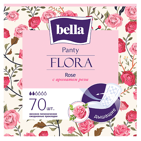 Bella Прокладки Panty Flora Rose гигиенические ежедневные с ароматом розы 70 шт