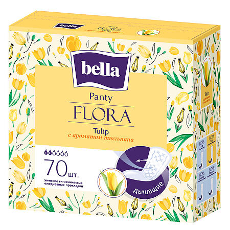 Bella Прокладки Panty Flora Tulip гигиенические ежедневные с ароматом тюльпана 70 шт