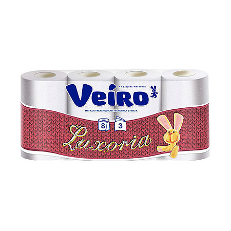 Veiro Туалетная бумага Luxoria 3-х слойная белая 8 шт