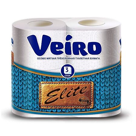 Veiro Туалетная бумага Elite 3-х слойная белая 4 шт