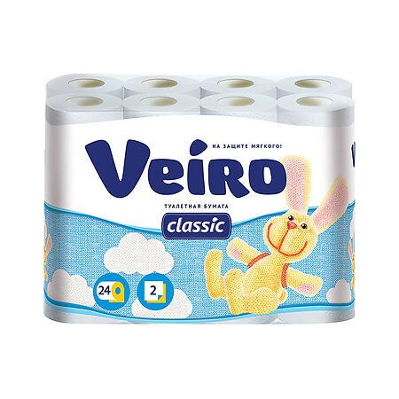 Veiro Туалетная бумага Classik 2-х слойная белая 24 шт