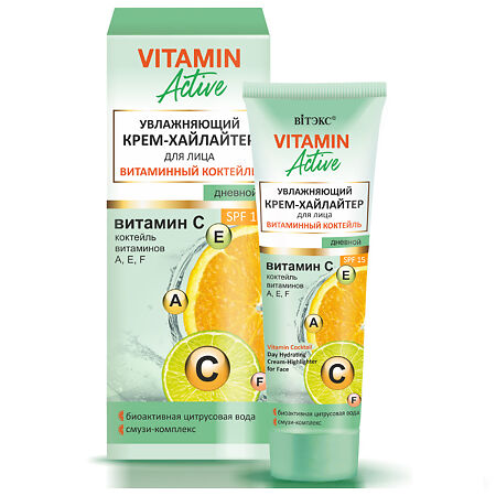 Изображение товара Vitex Vitamin Active Увлажняющий крем-хайлайтер для лица дневной SPF15 40 мл 1 шт