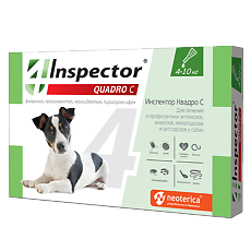 Купить Inspector Quadro C Капли на холку для собак 4-10 кг пипетка 1 шт цена