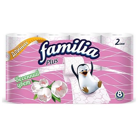 Familia Plus Туалетная бумага Весенний цвет двухслойная 8 шт