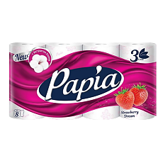 Изображение товара Papia Туалетная бумага белая Strawberry Dream трехслойная 8 шт