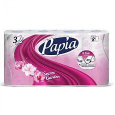 Купить Papia Туалетная бумага белая Таинственный сад трёхслойная 8 шт цена