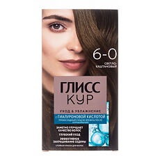 Купить Gliss Kur Уход & Увлажнение Краска для волос 6-0 Светло-каштановый 1 шт цена