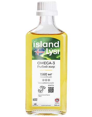 Lysi Омега-3 / Omega-3 Lemon Рыбий жир со вкусом лимона 240 мл 1 шт