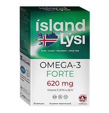 Изображение товара Lysi Омега-3 Форте 620 мг / Omega-3 Forte 620 mg капсулы массой 1000 мг 32 шт